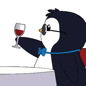 Penguin Wearing Sunglasses And Bow Tie Holding Wine Sticker