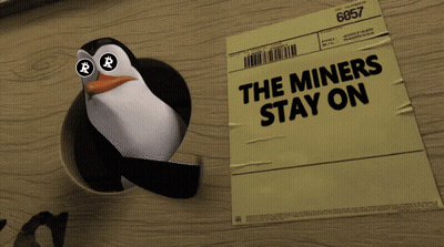 Penguin Wearing Sunglasses Next To Paper Saying The Miners Stay On GIF