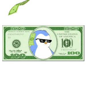 Penguin Wearing Sunglasses On 100 Dollar Bill Sticker