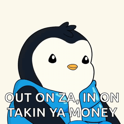Penguin Wearing Sunglasses Saying Out On Za GIF