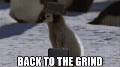 Penguin Wearing Top Hat Carrying Briefcase GIF