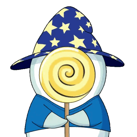 Penguin Wearing Wizard Hat With Lollipop Sticker