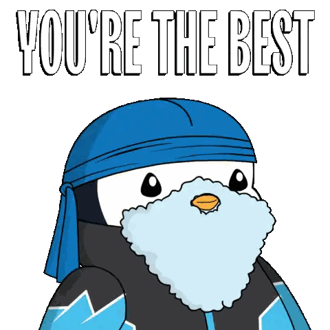 Penguin With Beard And Blue Headband Says You're The Best Sticker