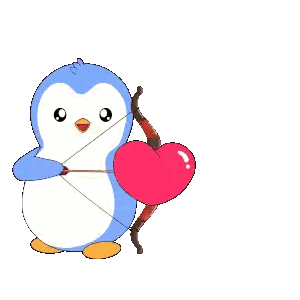 Penguin With Bow, Arrow, Heart Sticker