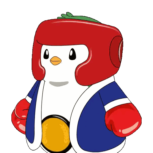 Penguin With Boxing Gloves And Medal Sticker