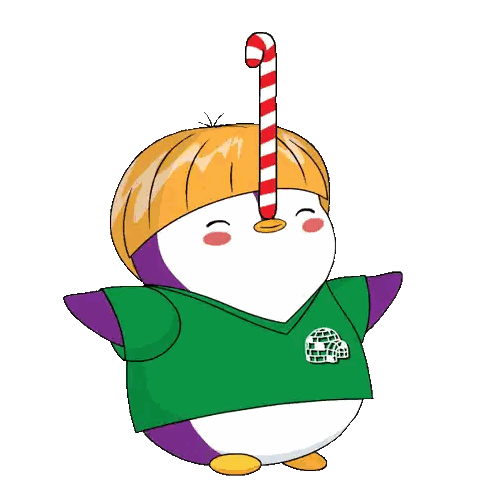 Penguin With Candy Cane Sticker