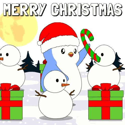 Penguin With Candy Cane Snowmen Sticker