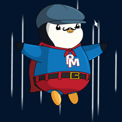 Penguin With Cape And M Hat GIF