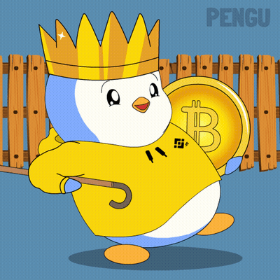 Penguin With Crown And Cane Holding B Coin GIF