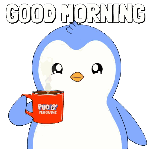 Penguin With Cup Of Puddy Penguins Sticker