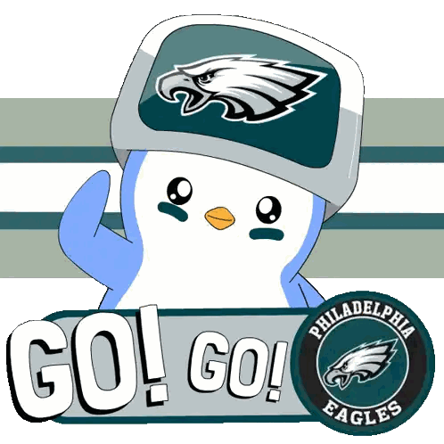 Penguin With Eagles Logo On Head Sticker