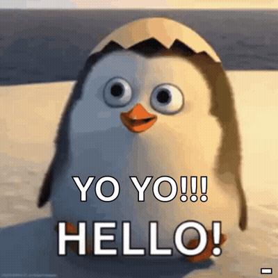Penguin With Egg On Head Saying Hello GIF