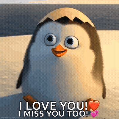 Penguin With Egg On Head Saying I Love You I Miss You Too GIF