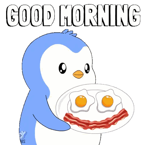 Penguin With Eggs And Bacon Good Morning Sticker
