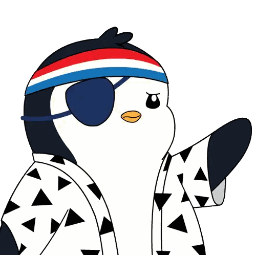 Penguin With Eye Patch And Star Headband Sticker