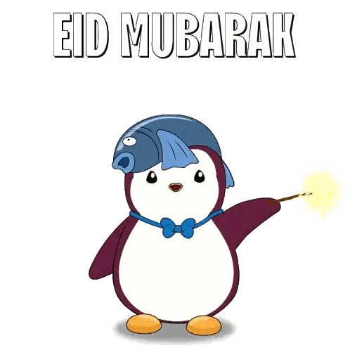 Penguin With Fish Hat And Wand Eid Mubarak Sticker