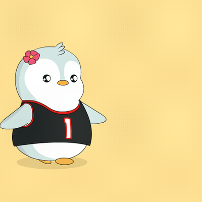 Penguin With Flower In Hair Wearing Number 1 GIF