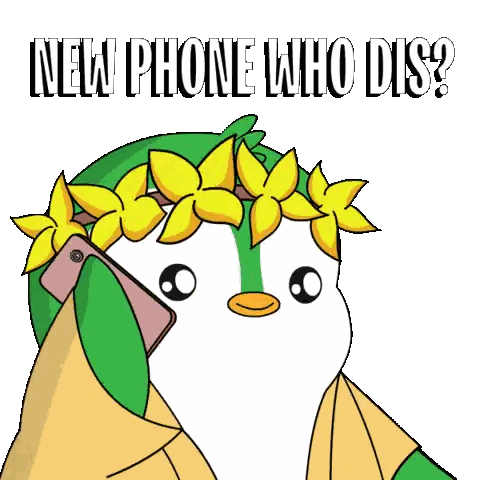 Penguin With Flowers Talking On Phone Sticker