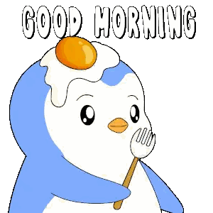 Penguin With Fried Egg Head Good Morning Sticker