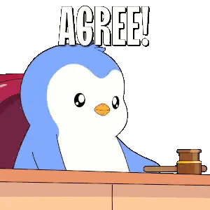 Penguin With Gavel Saying Agree Sticker