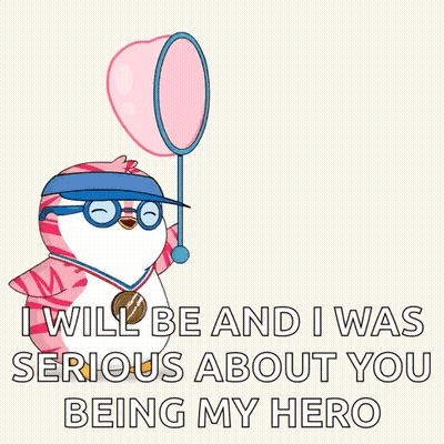Penguin With Glasses And Headband Holding Badminton Racket Saying Yes GIF