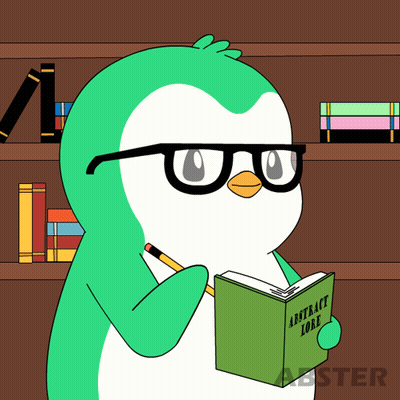 Penguin With Glasses Reading Abstract Book GIF