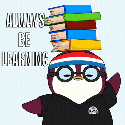 Penguin With Glasses Stack Of Books Always Be Learning GIF