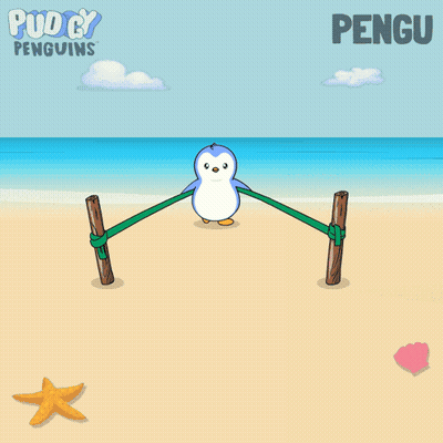Penguin With Green Heart In Mouth Saying Pengu GIF