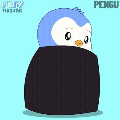 Penguin With Hat And Briefcase Holding Coffee GIF
