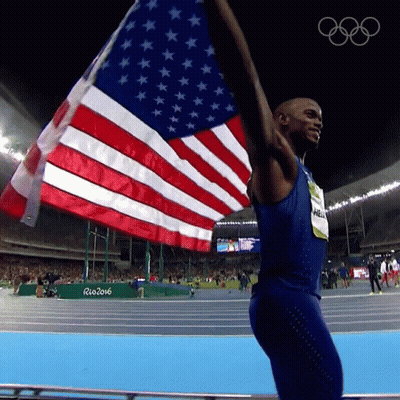 Penguin With Hat And Scarf In Front Of American Flag GIF