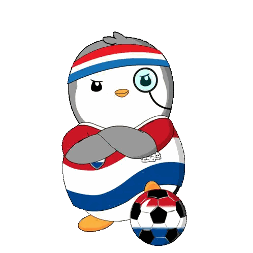 Penguin With Headband And Magnifying Glass Next To Soccer Ball Sticker