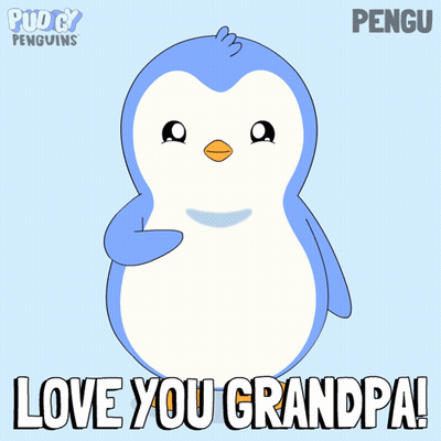 Penguin With Heart And Love You Grandpa GIF