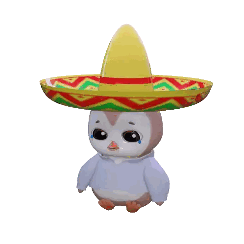 Penguin With Heart And Sombrero Sticker