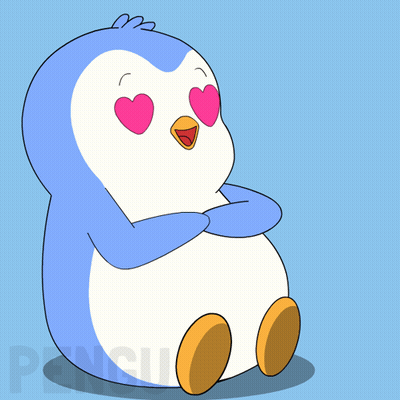 Penguin with Heart Eyes and Pink Heart