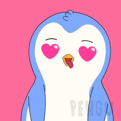 Penguin With Heart Eyes And Word Penguin GIF