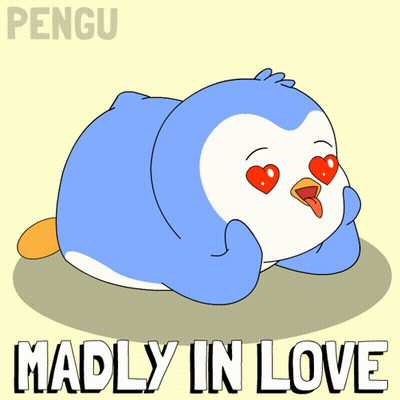 Penguin With Heart Eyes Madly In Love GIF
