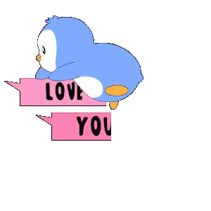 Penguin With Heart On Head Says Love You So Much Sticker