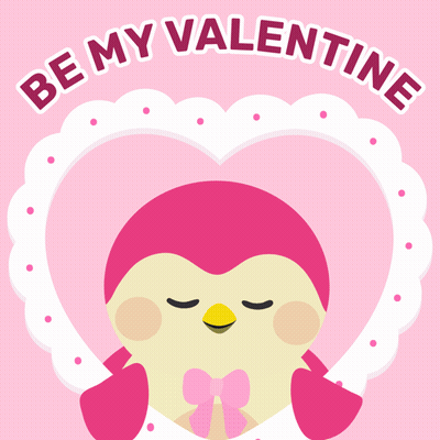 Penguin With Heart Saying Be My Valentine GIF