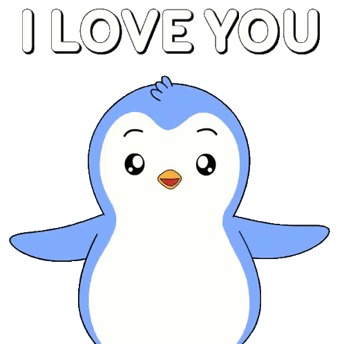 Penguin With Heart Saying I Love You Sticker