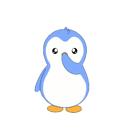 Penguin With Hearts Coming Out Of Wings Sticker