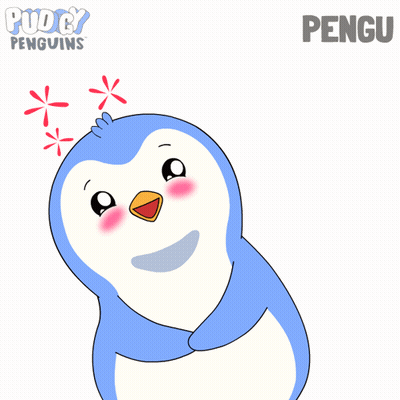 Penguin With Hearts From Head and Word Pengu