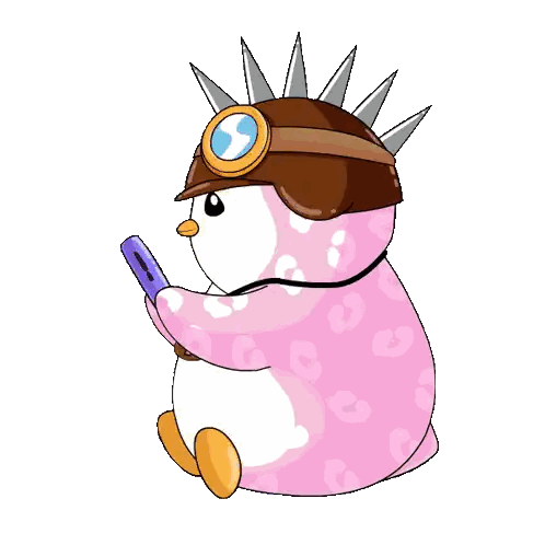 Penguin With Hearts In Eyes And Cell Phone Sticker