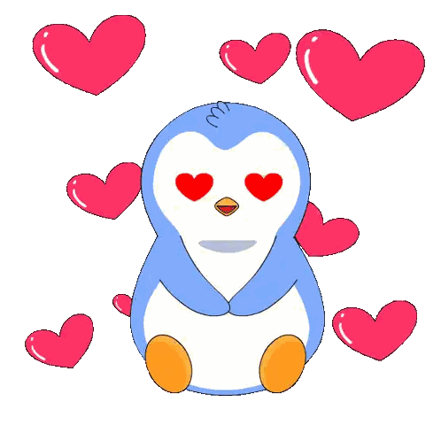 Penguin With Hearts In Eyes Surrounded By Hearts Sticker