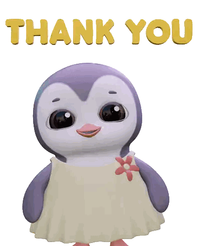 Penguin With Hearts Saying Thank You Sticker