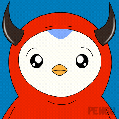 Penguin With Horns Holding Knife GIF