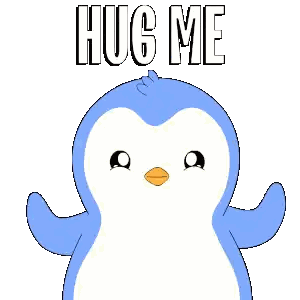 Penguin With Hug Me Text Sticker