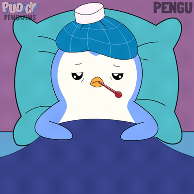 Penguin With Ice Pack And Thermometer GIF