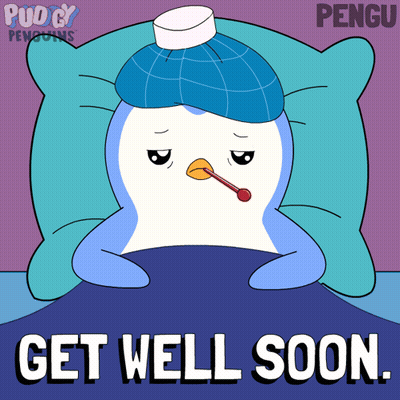 Penguin With Ice Pack Get Well Soon GIF