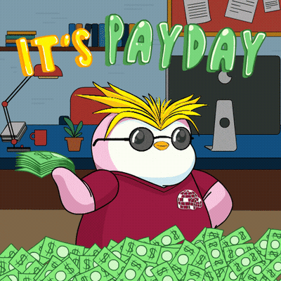 Penguin With It's Payday GIF