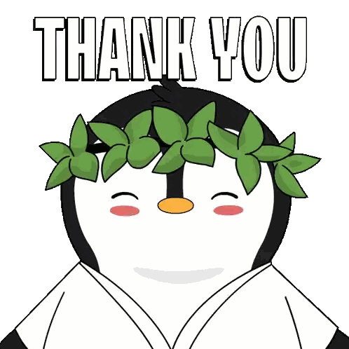 Penguin With Laurel Wreath Thank You Sticker